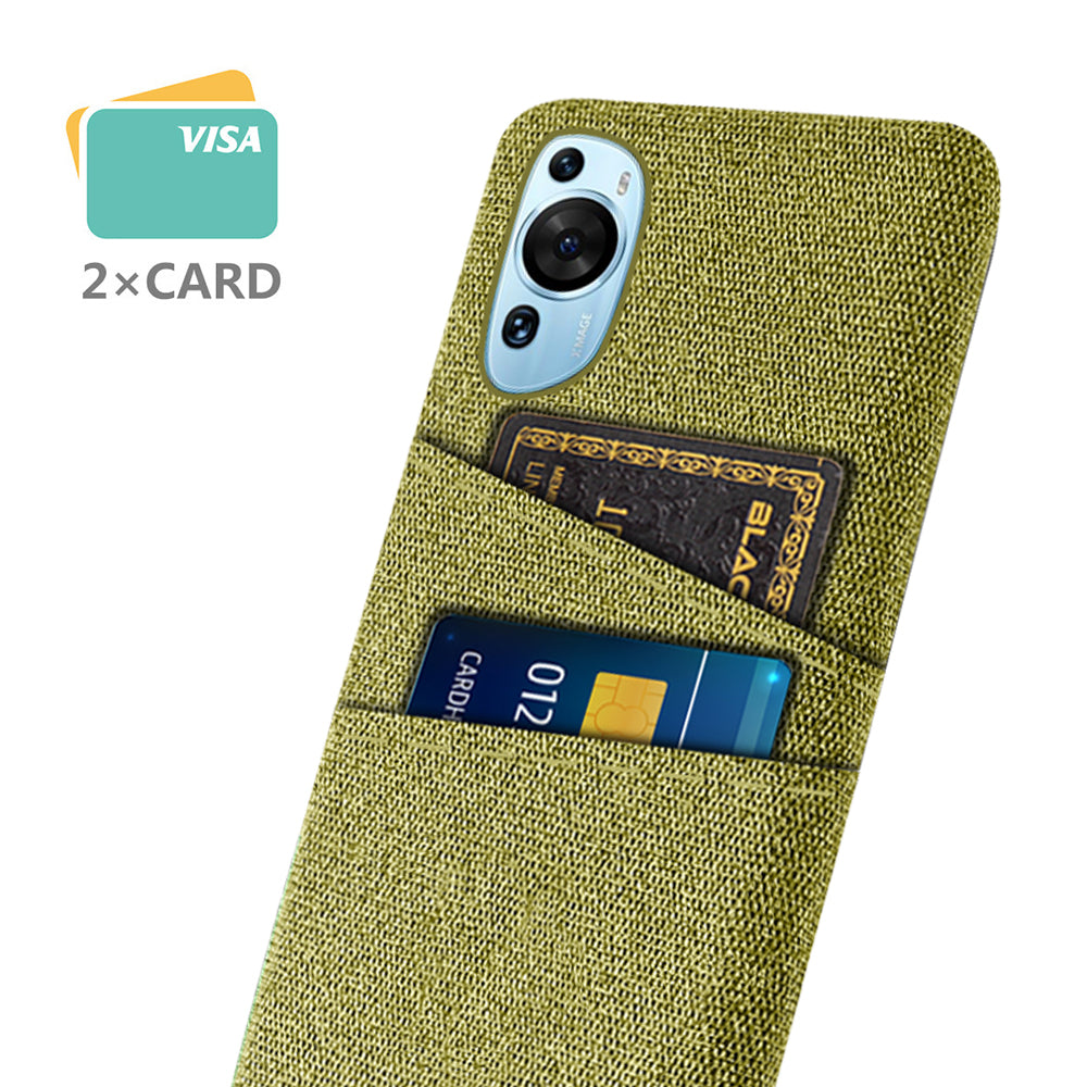 For Huawei P60 Art Dual Card Slots Phone Case Hard PC + Cloth Phone Back Cover