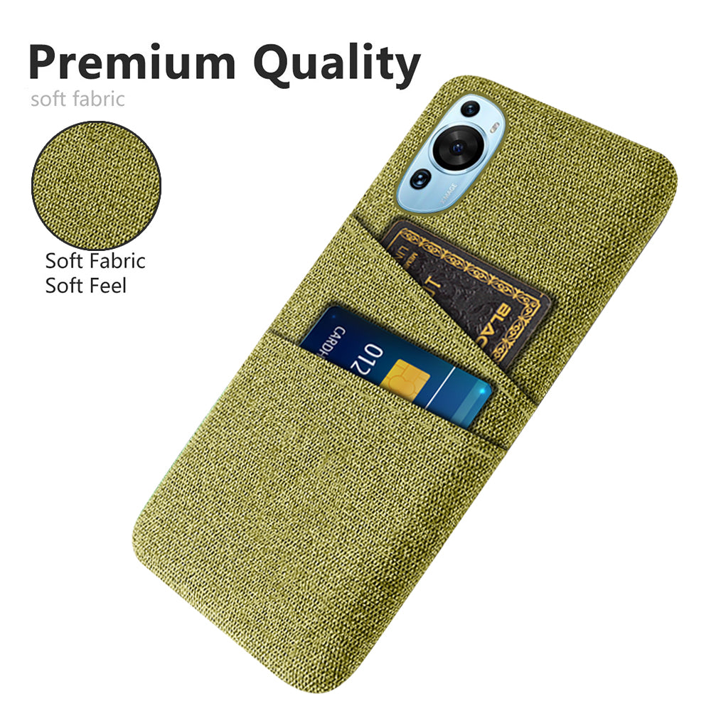 For Huawei P60 Art Dual Card Slots Phone Case Hard PC + Cloth Phone Back Cover