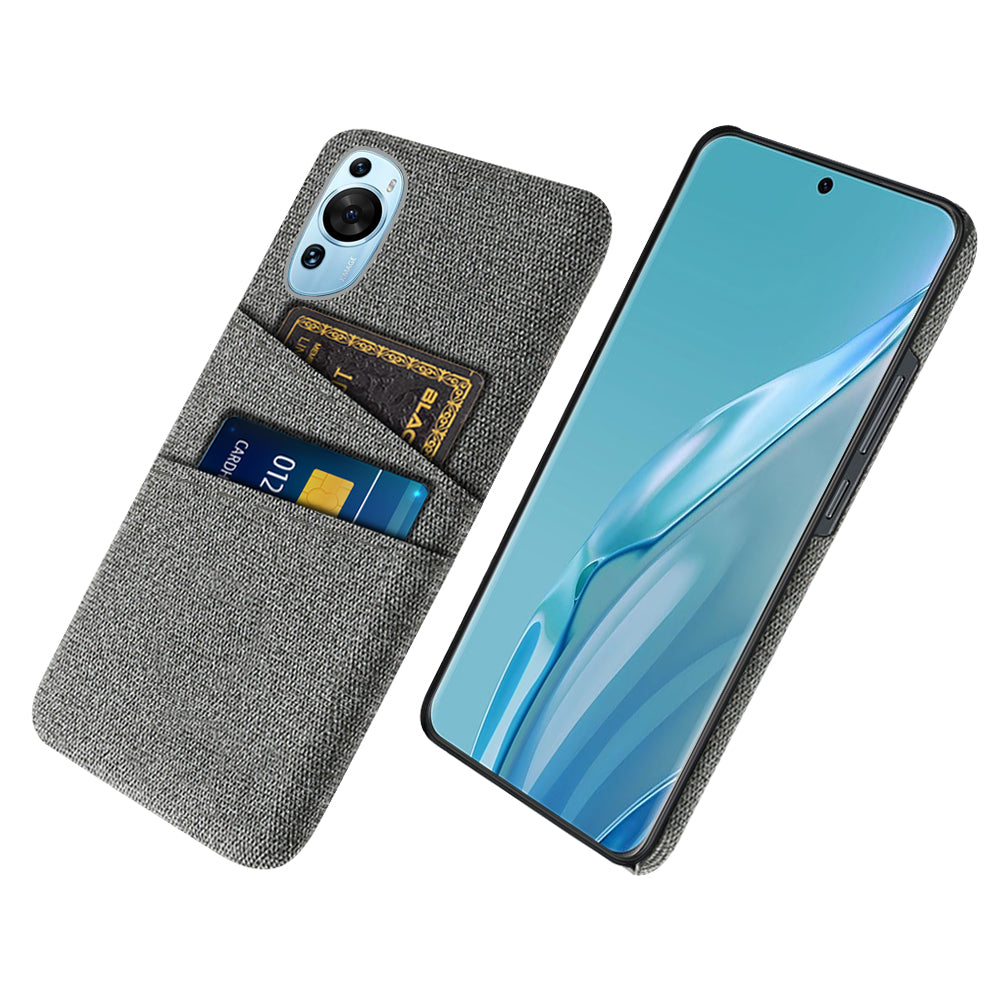 For Huawei P60 Art Dual Card Slots Phone Case Hard PC + Cloth Phone Back Cover