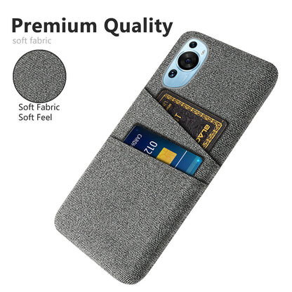For Huawei P60 Art Dual Card Slots Phone Case Hard PC + Cloth Phone Back Cover