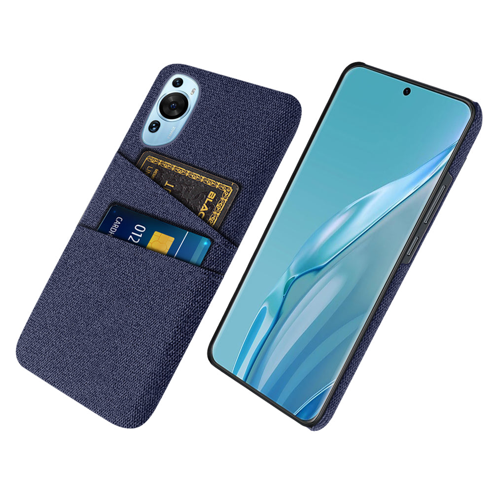 For Huawei P60 Art Dual Card Slots Phone Case Hard PC + Cloth Phone Back Cover