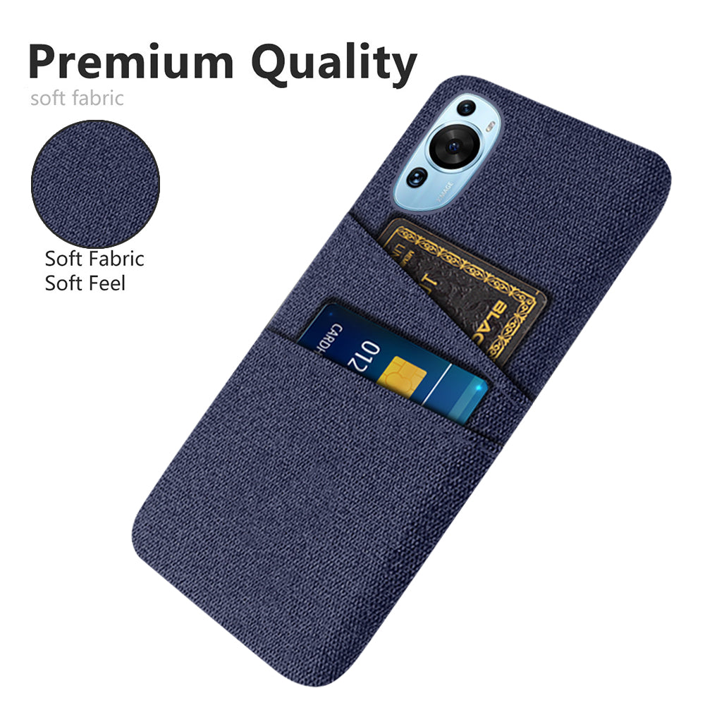 For Huawei P60 Art Dual Card Slots Phone Case Hard PC + Cloth Phone Back Cover