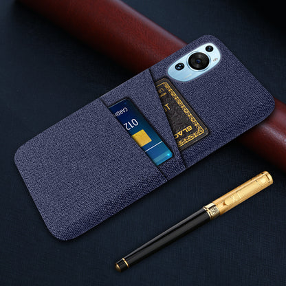 For Huawei P60 Art Dual Card Slots Phone Case Hard PC + Cloth Phone Back Cover