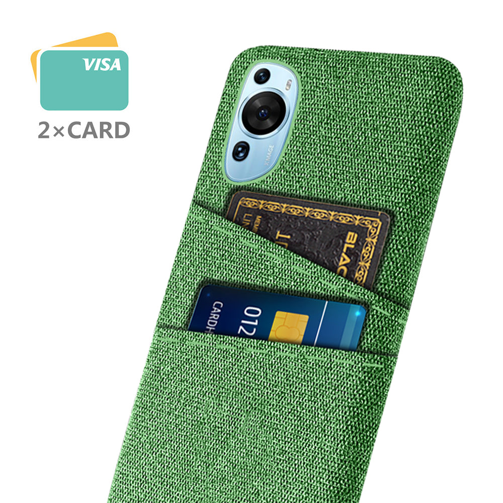 For Huawei P60 Art Dual Card Slots Phone Case Hard PC + Cloth Phone Back Cover