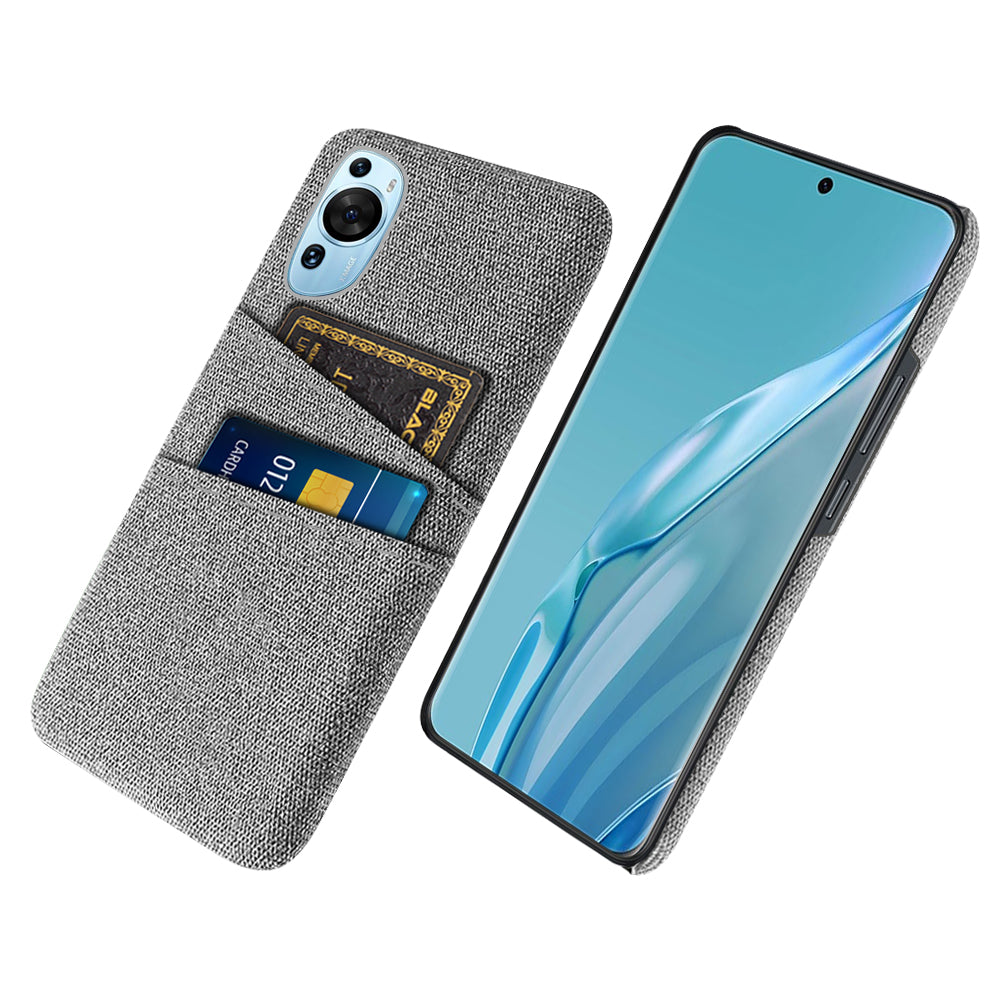For Huawei P60 Art Dual Card Slots Phone Case Hard PC + Cloth Phone Back Cover