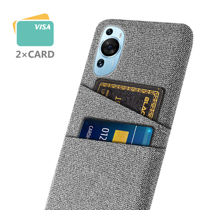 For Huawei P60 Art Dual Card Slots Phone Case Hard PC + Cloth Phone Back Cover