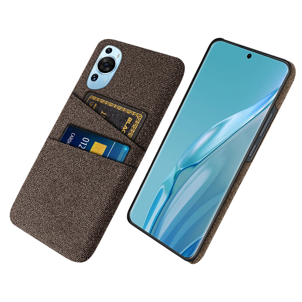 For Huawei P60 Art Dual Card Slots Phone Case Hard PC + Cloth Phone Back Cover