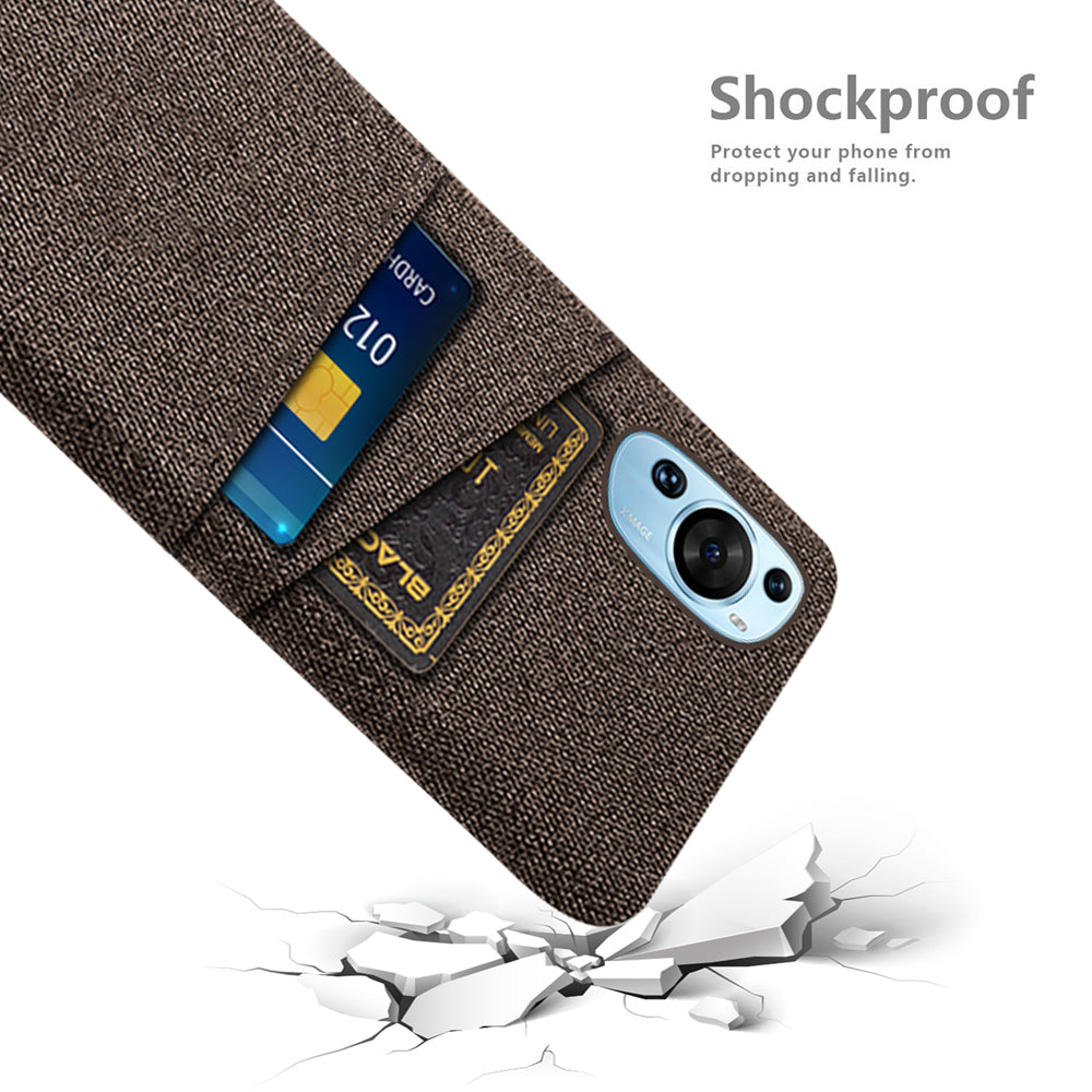 For Huawei P60 Art Dual Card Slots Phone Case Hard PC + Cloth Phone Back Cover