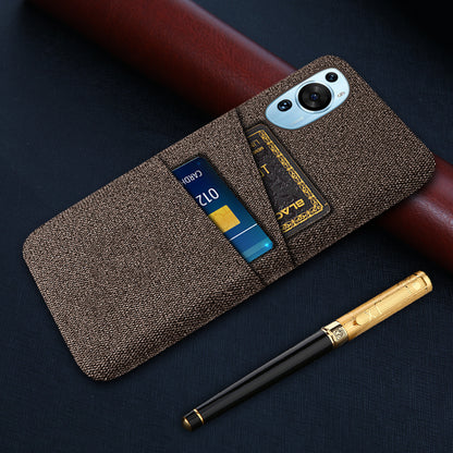 For Huawei P60 Art Dual Card Slots Phone Case Hard PC + Cloth Phone Back Cover