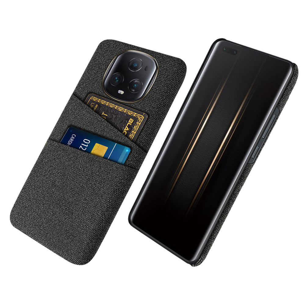 For Honor Magic5 Ultimate 5G Anti-drop Phone Case Hard PC + Cloth Cover with 2 Card Slots
