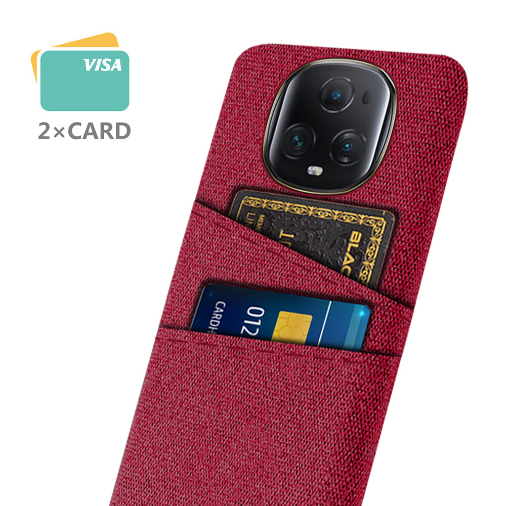 For Honor Magic5 Ultimate 5G Anti-drop Phone Case Hard PC + Cloth Cover with 2 Card Slots