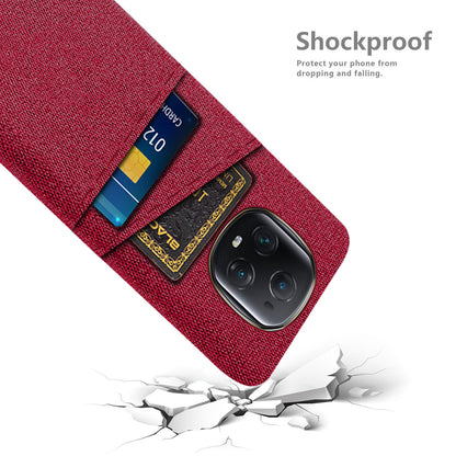 For Honor Magic5 Ultimate 5G Anti-drop Phone Case Hard PC + Cloth Cover with 2 Card Slots