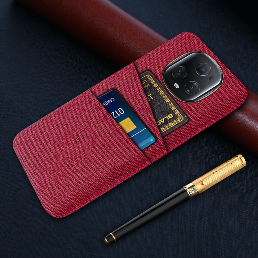 For Honor Magic5 Ultimate 5G Anti-drop Phone Case Hard PC + Cloth Cover with 2 Card Slots