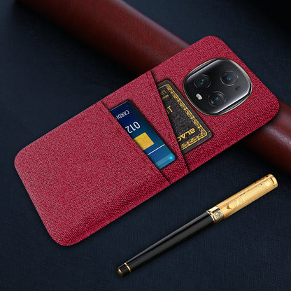 For Honor Magic5 Ultimate 5G Anti-drop Phone Case Hard PC + Cloth Cover with 2 Card Slots