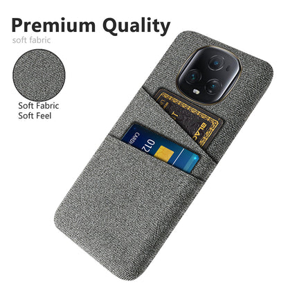 For Honor Magic5 Ultimate 5G Anti-drop Phone Case Hard PC + Cloth Cover with 2 Card Slots
