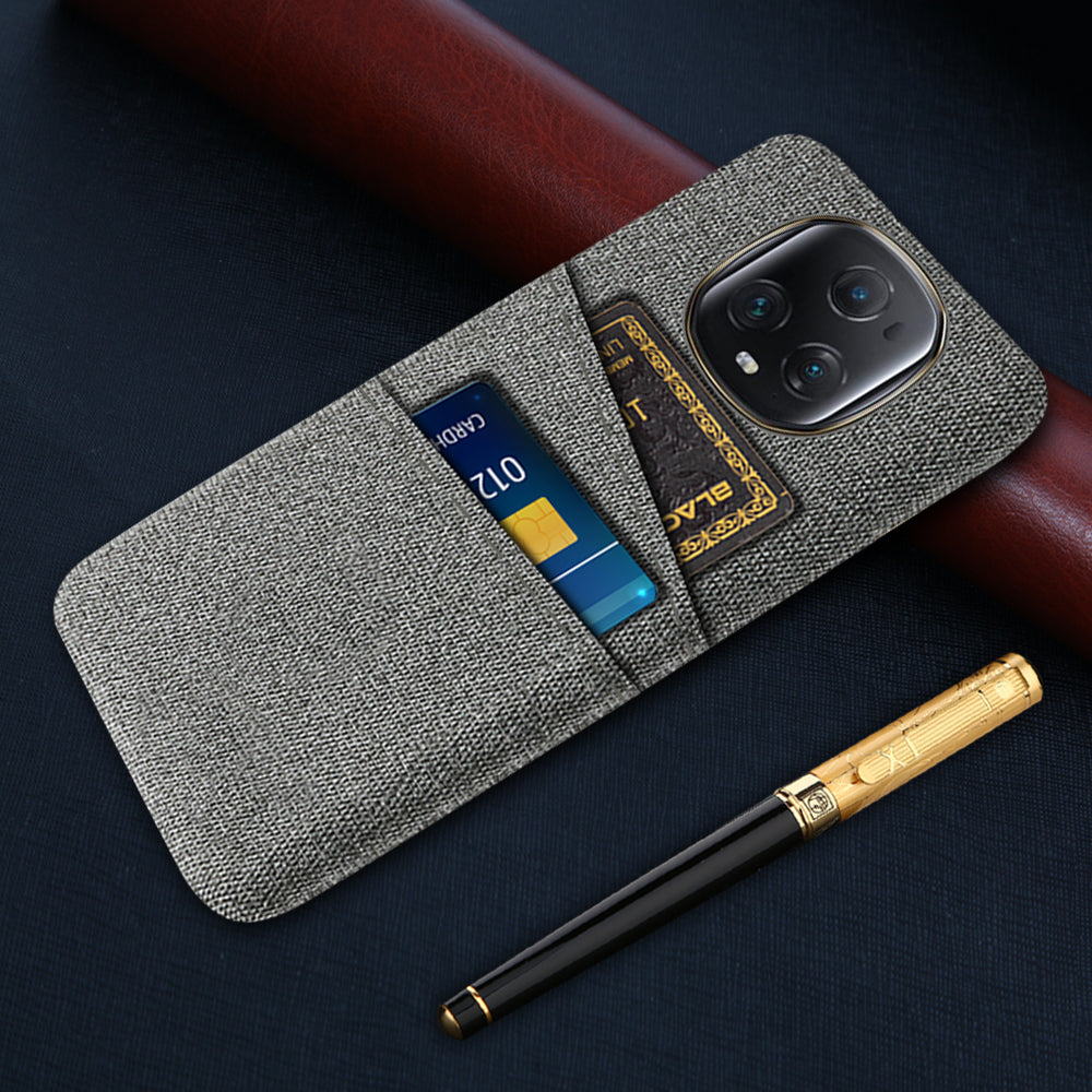 For Honor Magic5 Ultimate 5G Anti-drop Phone Case Hard PC + Cloth Cover with 2 Card Slots