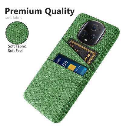 For Honor Magic5 Ultimate 5G Anti-drop Phone Case Hard PC + Cloth Cover with 2 Card Slots