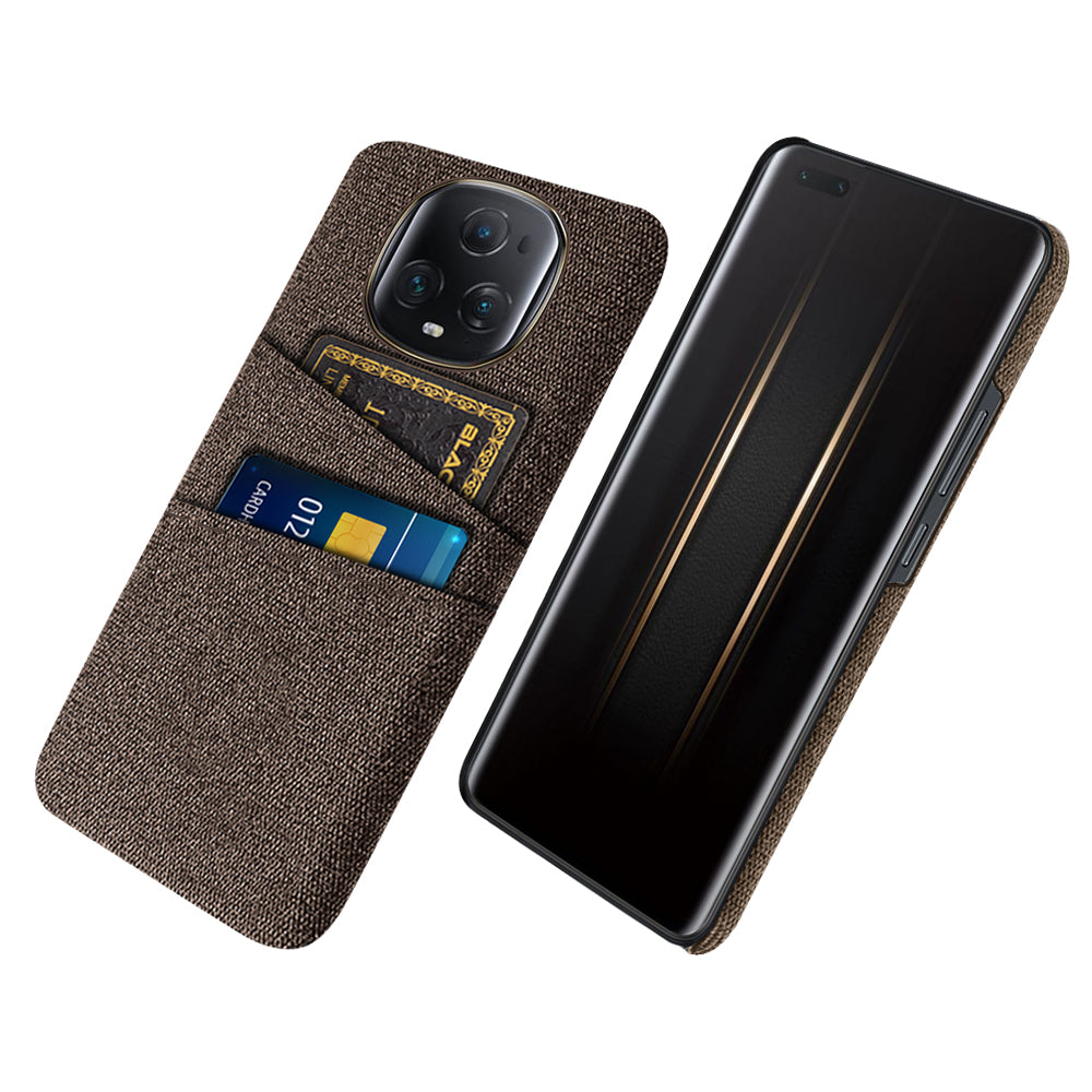 For Honor Magic5 Ultimate 5G Anti-drop Phone Case Hard PC + Cloth Cover with 2 Card Slots
