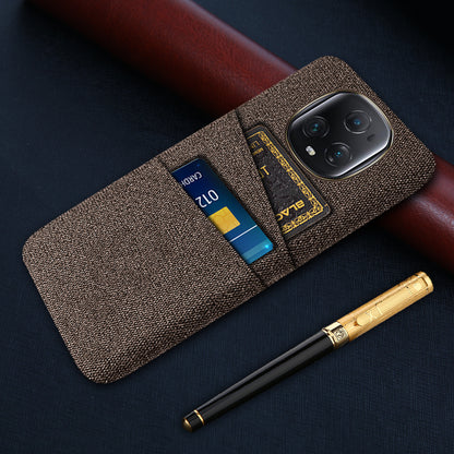 For Honor Magic5 Ultimate 5G Anti-drop Phone Case Hard PC + Cloth Cover with 2 Card Slots