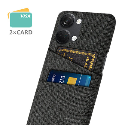2 Card Slots Phone Cover for OnePlus Nord 3 5G / Ace 2V , Hard PC + Cloth Phone Case