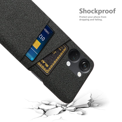 2 Card Slots Phone Cover for OnePlus Nord 3 5G / Ace 2V , Hard PC + Cloth Phone Case