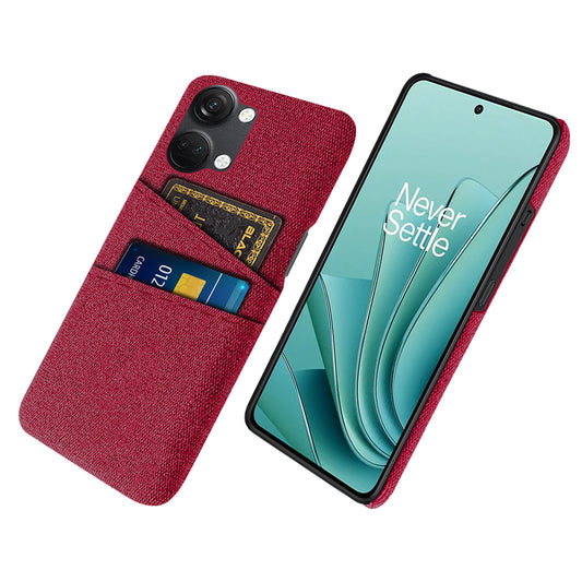 2 Card Slots Phone Cover for OnePlus Nord 3 5G / Ace 2V , Hard PC + Cloth Phone Case