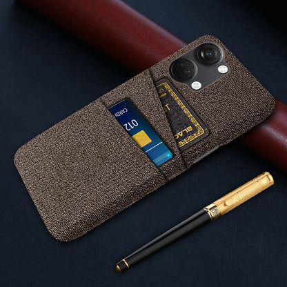 2 Card Slots Phone Cover for OnePlus Nord 3 5G / Ace 2V , Hard PC + Cloth Phone Case