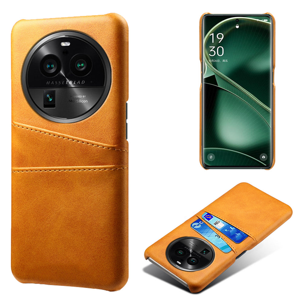 Phone Case for Oppo Find X6 Pro Back Shell, Dual Card Slots PU Leather Coated PC Cover