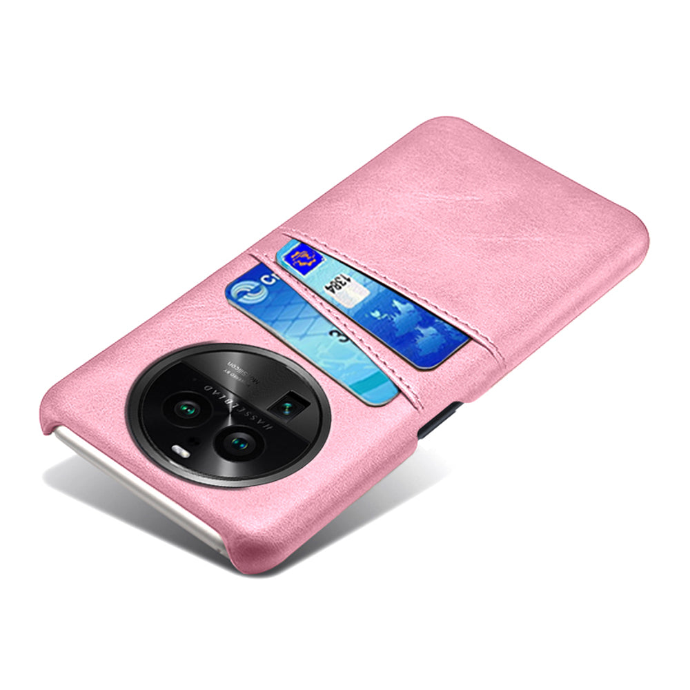 Phone Case for Oppo Find X6 Pro Back Shell, Dual Card Slots PU Leather Coated PC Cover