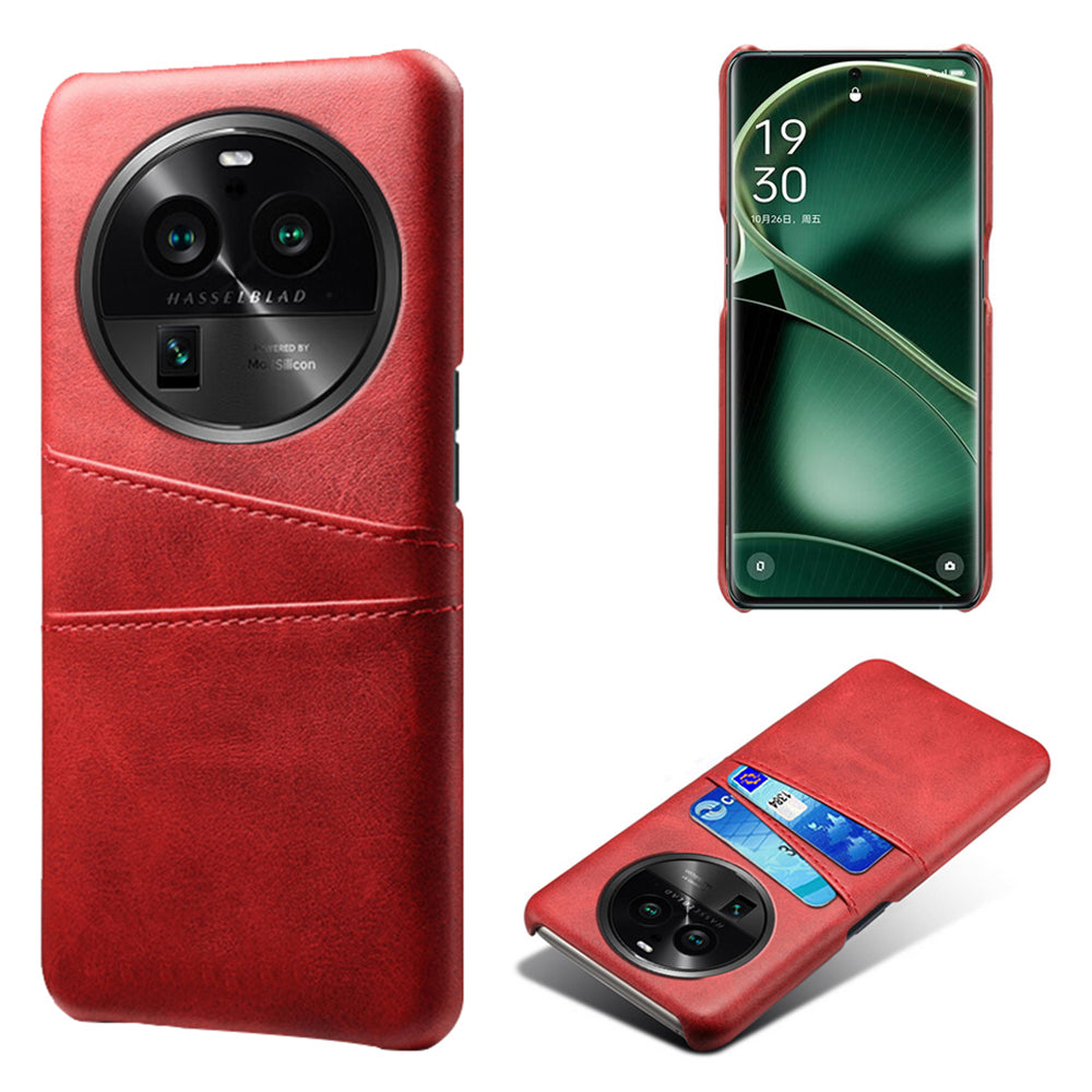 Phone Case for Oppo Find X6 Pro Back Shell, Dual Card Slots PU Leather Coated PC Cover