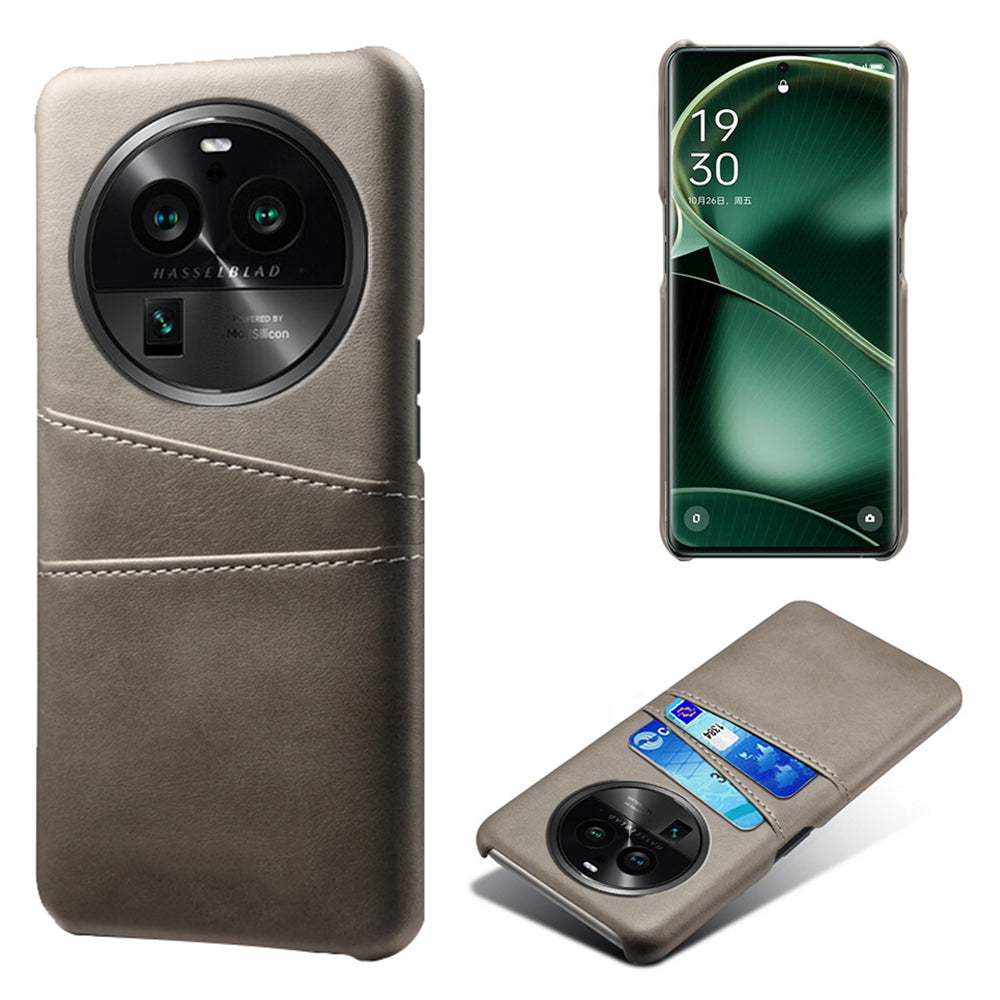 Phone Case for Oppo Find X6 Pro Back Shell, Dual Card Slots PU Leather Coated PC Cover