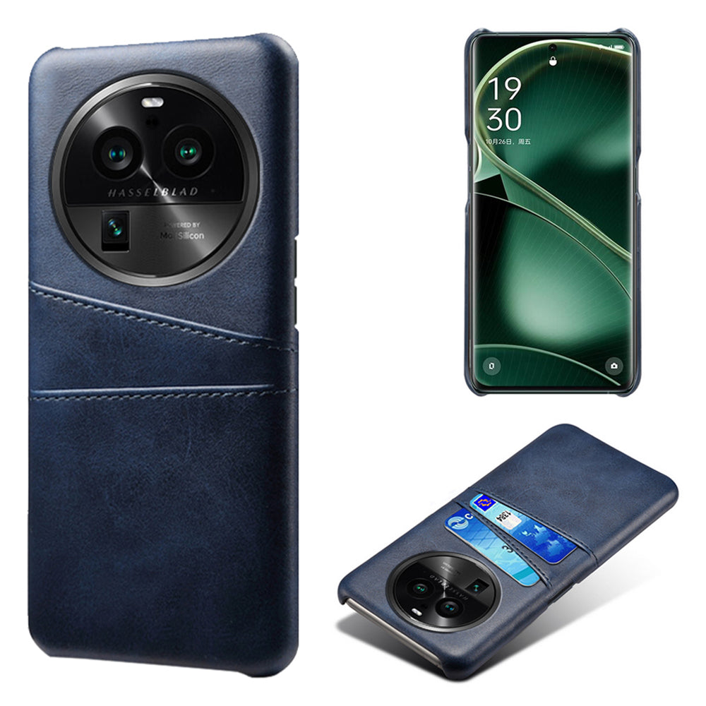 Phone Case for Oppo Find X6 Pro Back Shell, Dual Card Slots PU Leather Coated PC Cover