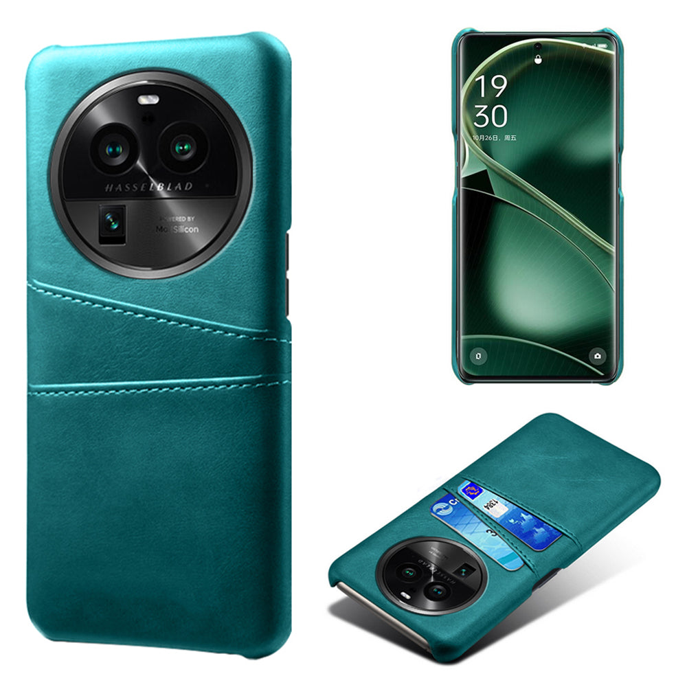 Phone Case for Oppo Find X6 Pro Back Shell, Dual Card Slots PU Leather Coated PC Cover
