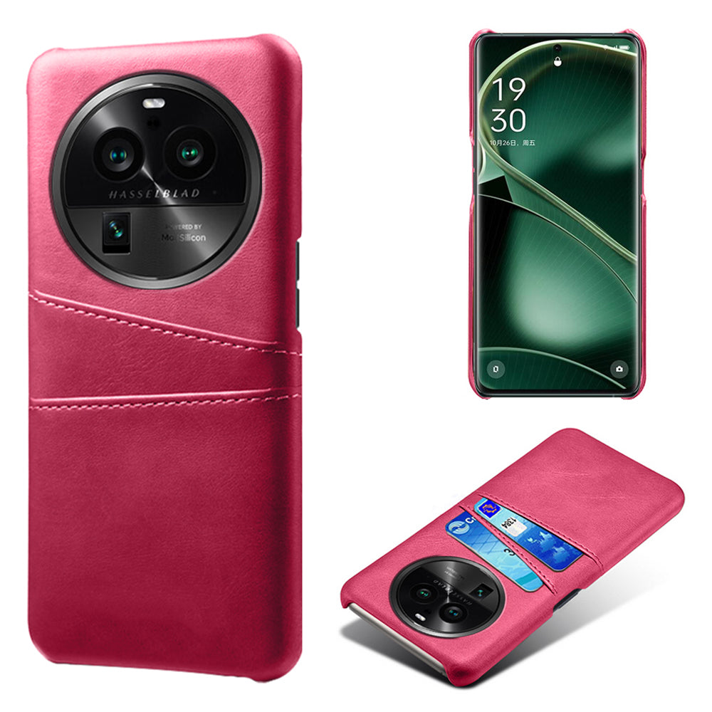 Phone Case for Oppo Find X6 Pro Back Shell, Dual Card Slots PU Leather Coated PC Cover