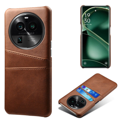 Phone Case for Oppo Find X6 Pro Back Shell, Dual Card Slots PU Leather Coated PC Cover
