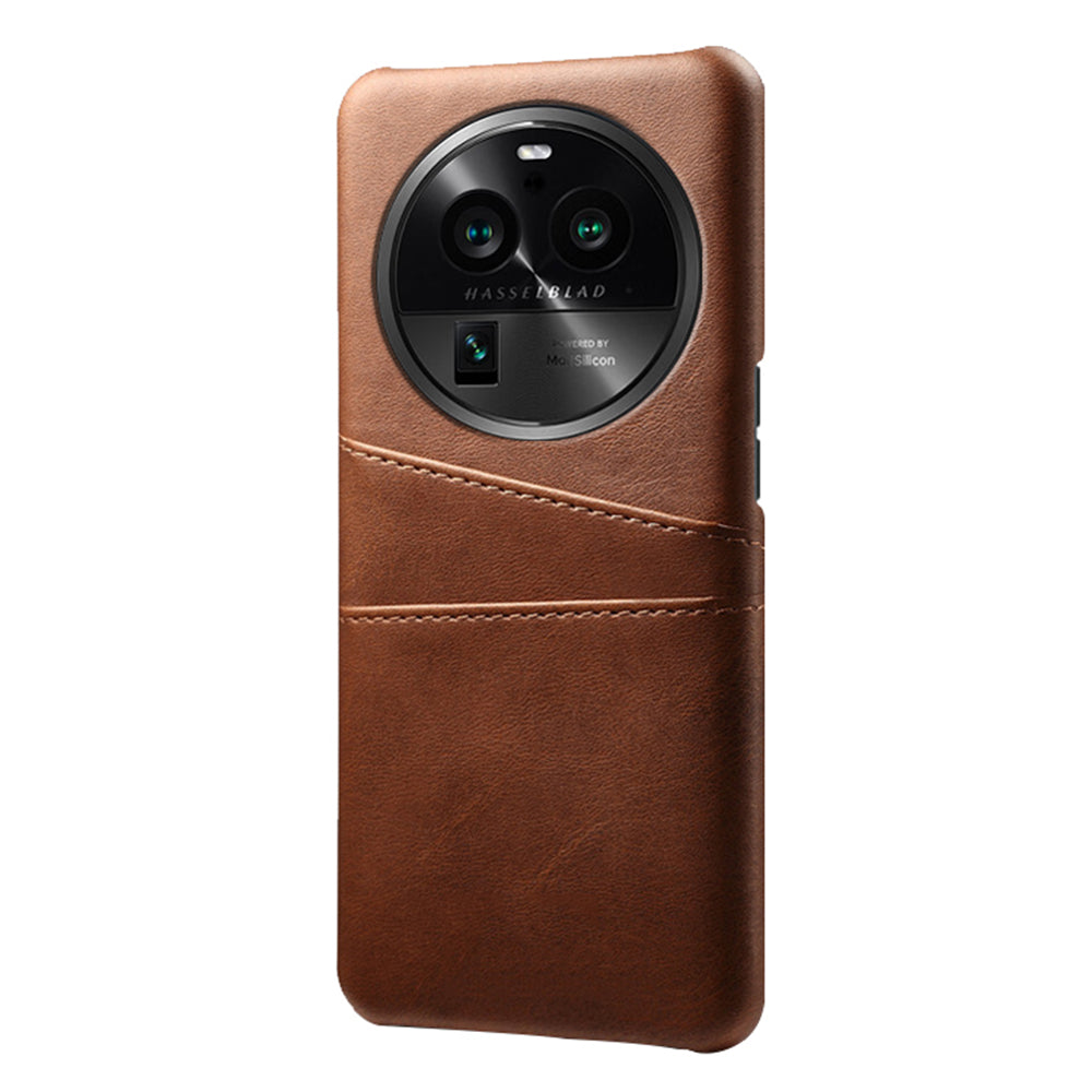 Phone Case for Oppo Find X6 Pro Back Shell, Dual Card Slots PU Leather Coated PC Cover