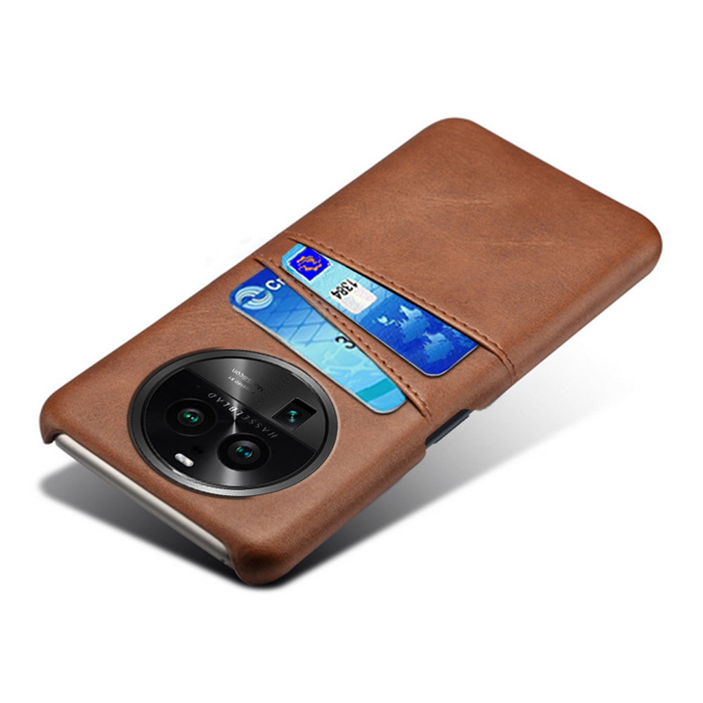 Phone Case for Oppo Find X6 Pro Back Shell, Dual Card Slots PU Leather Coated PC Cover