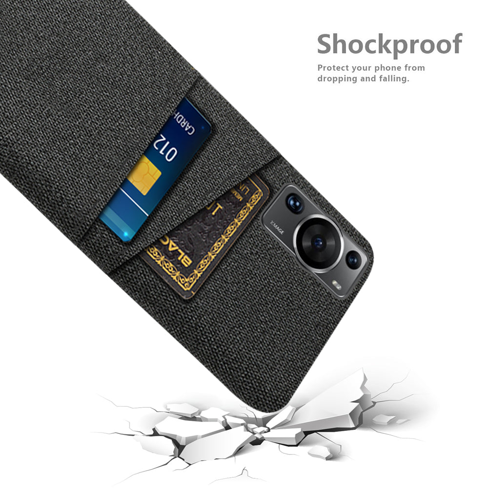 For Huawei P60 / P60 Pro Dual Card Slots Phone Case Hard PC + Cloth Phone Cover
