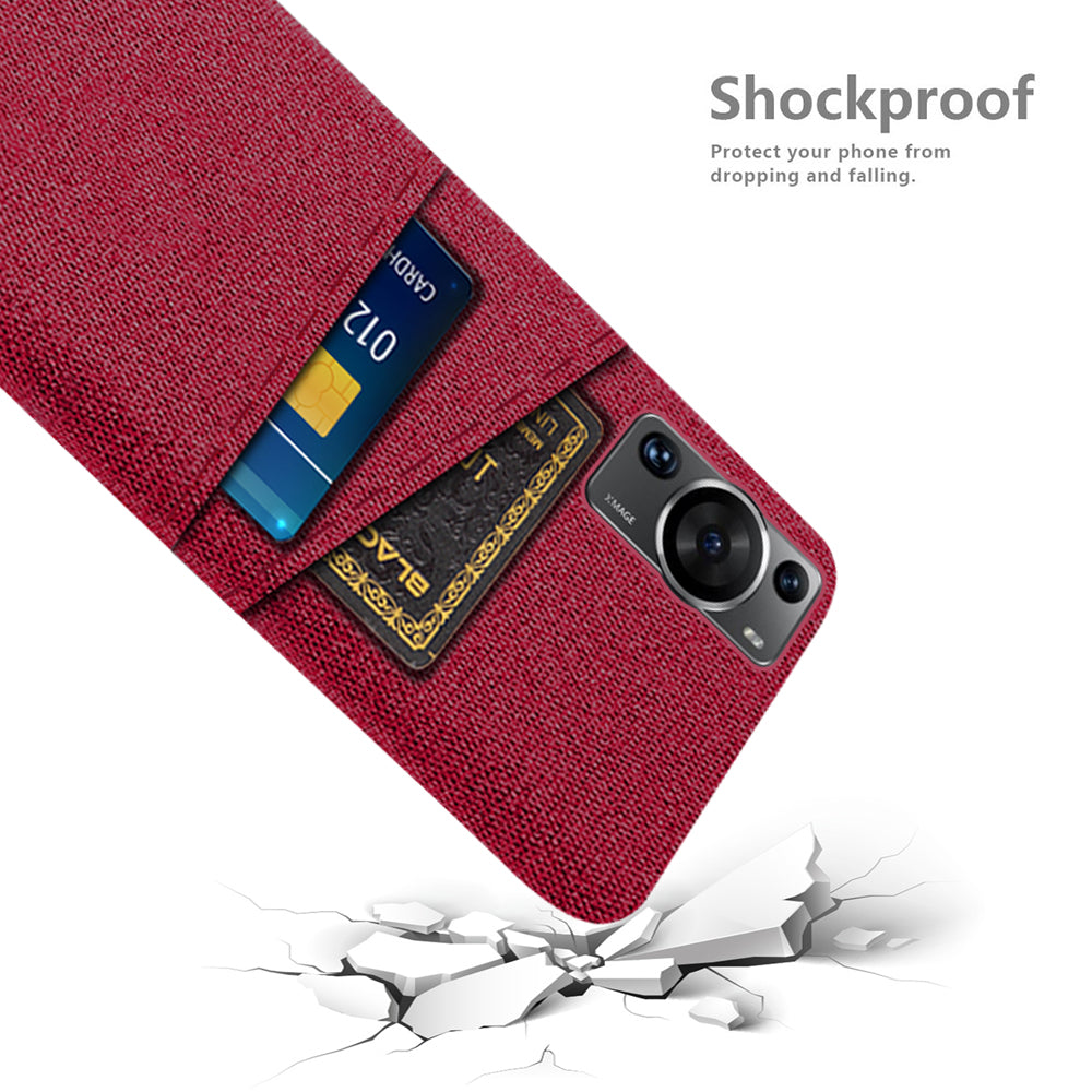 For Huawei P60 / P60 Pro Dual Card Slots Phone Case Hard PC + Cloth Phone Cover