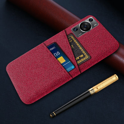 For Huawei P60 / P60 Pro Dual Card Slots Phone Case Hard PC + Cloth Phone Cover