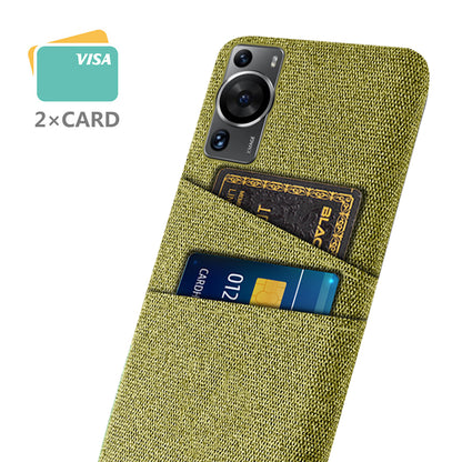 For Huawei P60 / P60 Pro Dual Card Slots Phone Case Hard PC + Cloth Phone Cover