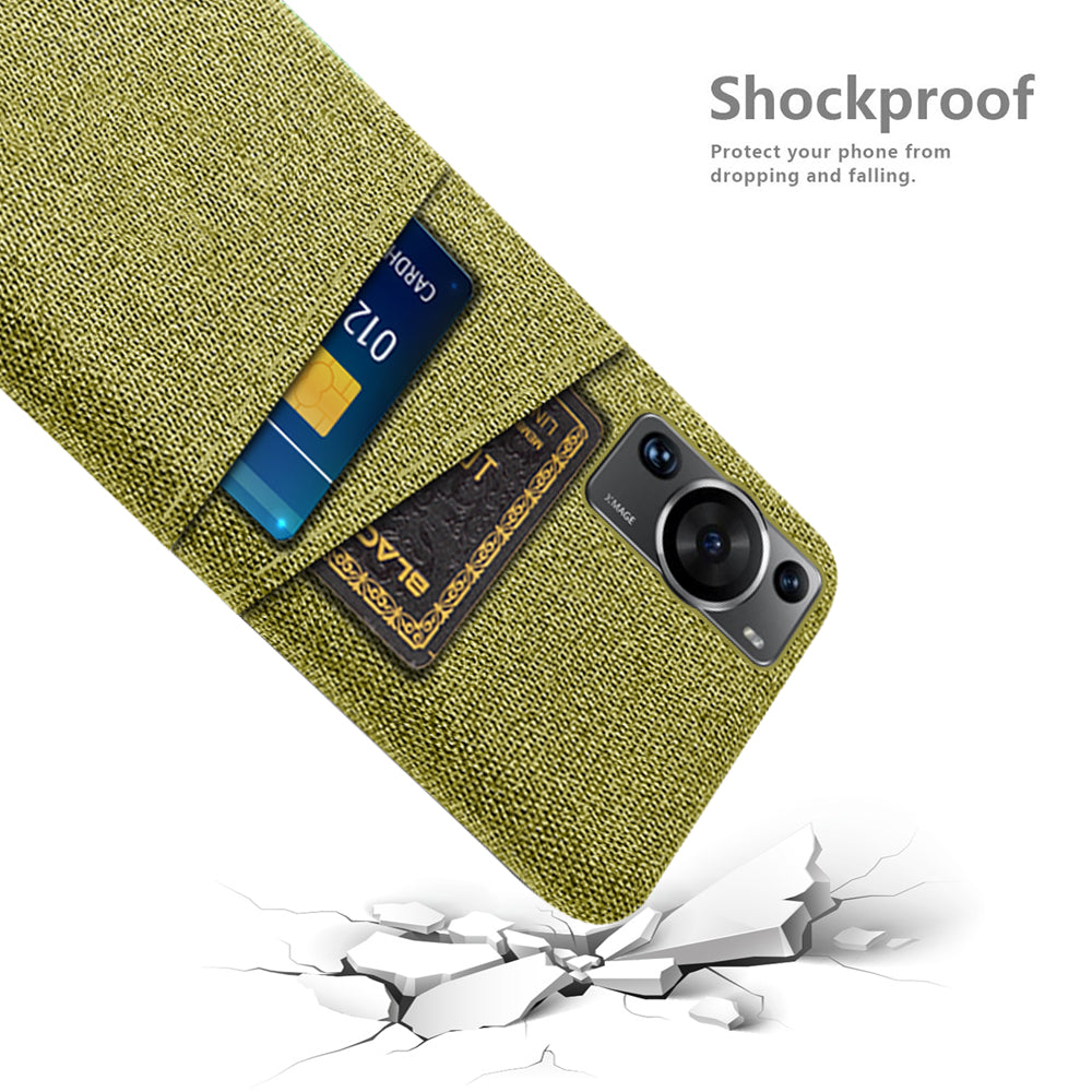 For Huawei P60 / P60 Pro Dual Card Slots Phone Case Hard PC + Cloth Phone Cover