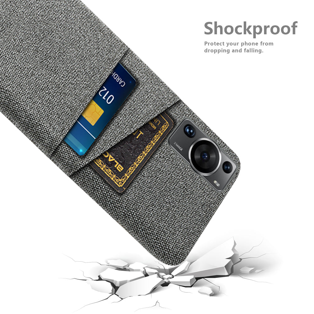 For Huawei P60 / P60 Pro Dual Card Slots Phone Case Hard PC + Cloth Phone Cover