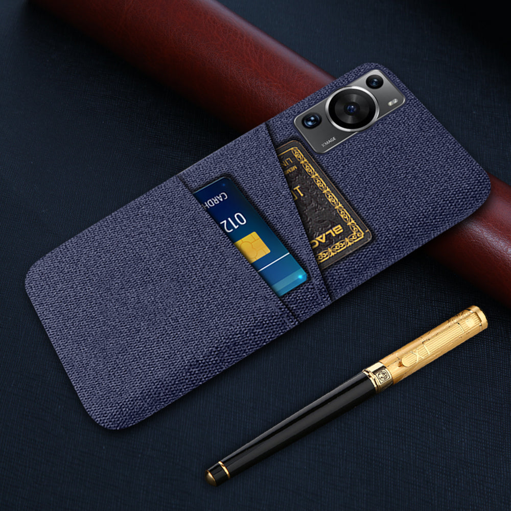 For Huawei P60 / P60 Pro Dual Card Slots Phone Case Hard PC + Cloth Phone Cover
