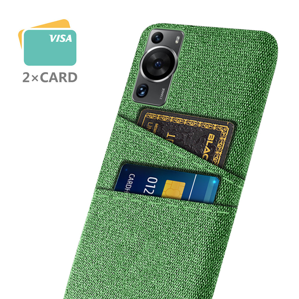 For Huawei P60 / P60 Pro Dual Card Slots Phone Case Hard PC + Cloth Phone Cover