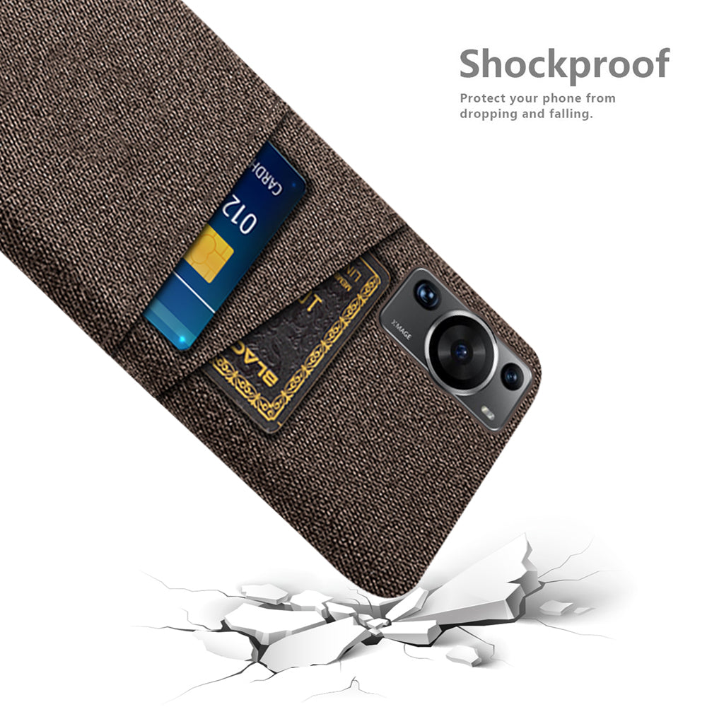 For Huawei P60 / P60 Pro Dual Card Slots Phone Case Hard PC + Cloth Phone Cover