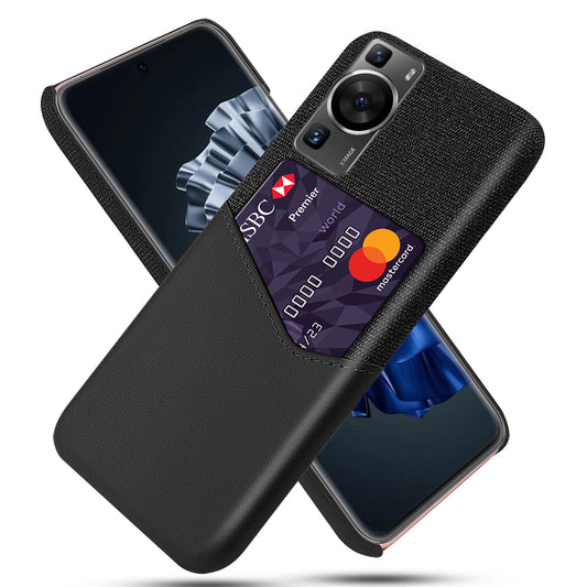 For Huawei P60 / P60 Pro Card Holder Phone Case Cloth Texture Leather Coated PC Cover