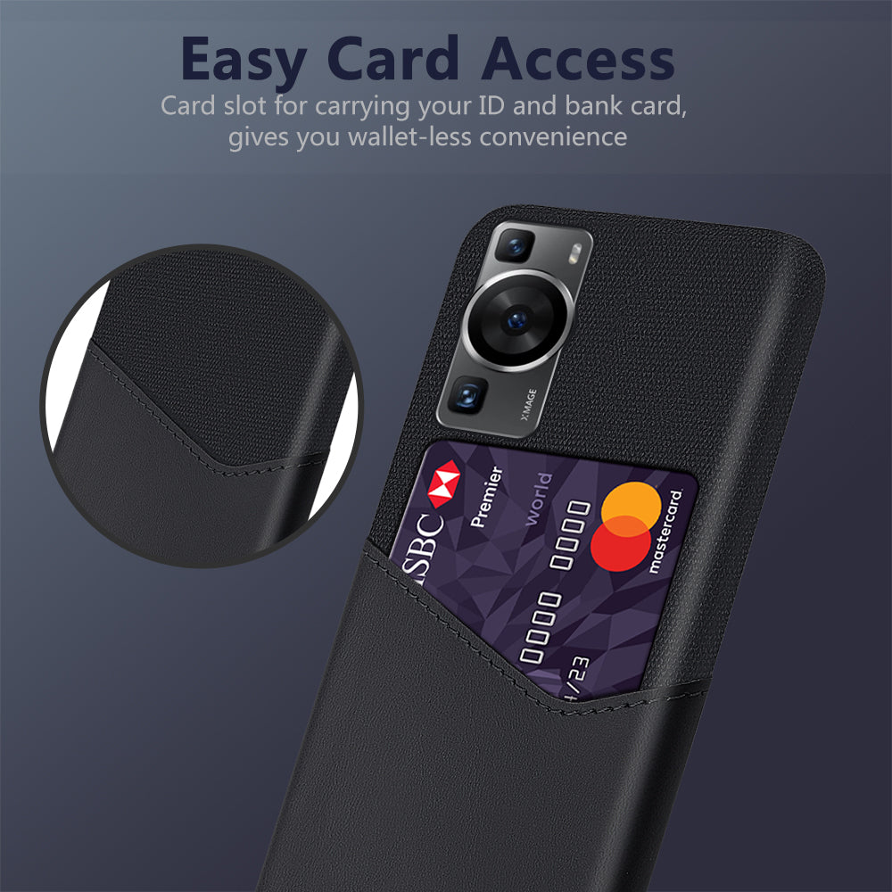 For Huawei P60 / P60 Pro Card Holder Phone Case Cloth Texture Leather Coated PC Cover