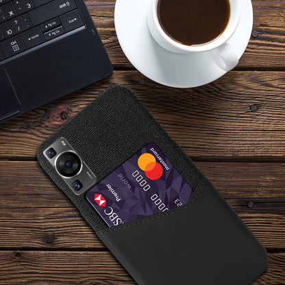 For Huawei P60 / P60 Pro Card Holder Phone Case Cloth Texture Leather Coated PC Cover