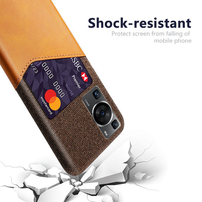 For Huawei P60 / P60 Pro Card Holder Phone Case Cloth Texture Leather Coated PC Cover